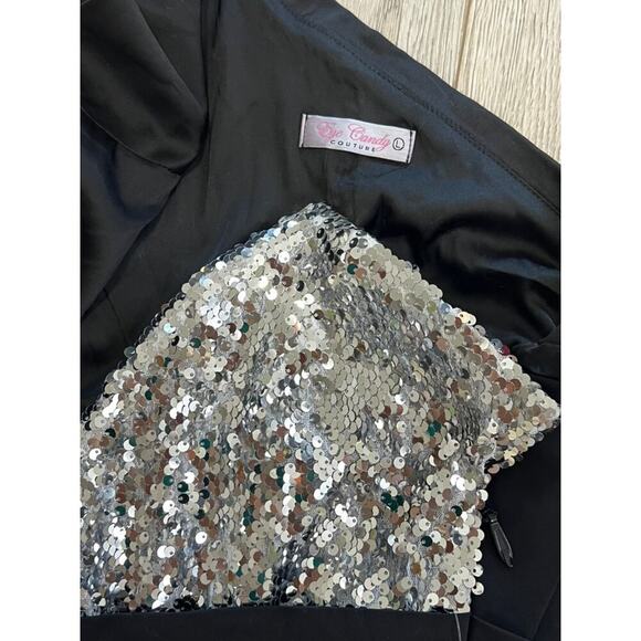 NWT Eye Candy Silver night sequin and black blazer coat combo going out party - Picture 10 of 13